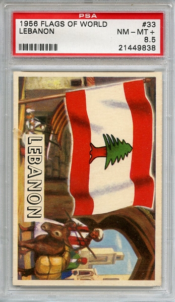 1956 FLAGS OF WORLD 33 LEBANON PSA NM-MT+ 8.5