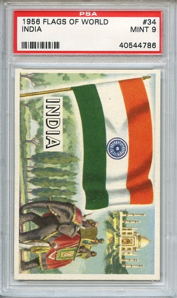 1956 FLAGS OF WORLD 34 INDIA PSA MINT 9