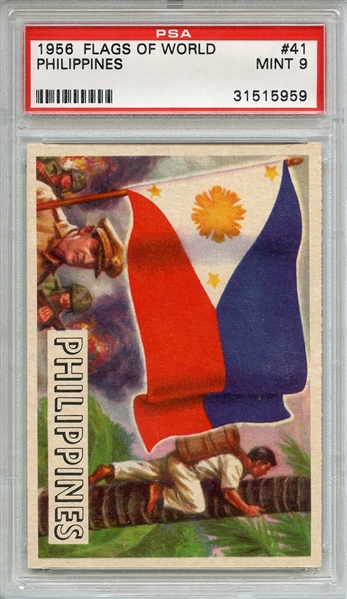1956 FLAGS OF WORLD 41 PHILIPPINES PSA MINT 9