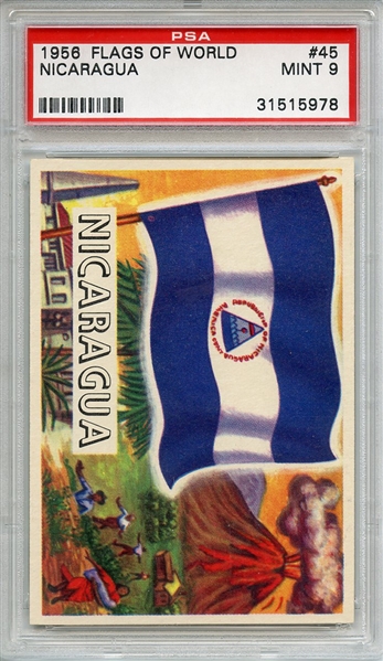 1956 FLAGS OF WORLD 45 NICARAGUA PSA MINT 9