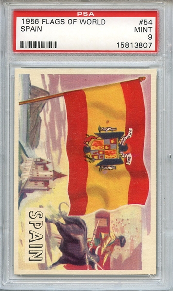 1956 FLAGS OF WORLD 54 SPAIN PSA MINT 9