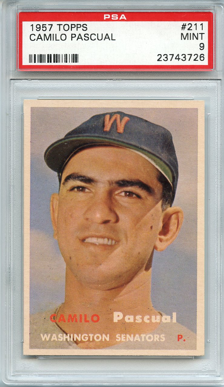 Lot Detail - 1957 TOPPS 211 CAMILO PASCUAL PSA MINT 9