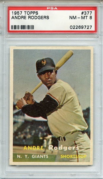 1957 TOPPS 377 ANDRE RODGERS PSA NM-MT 8