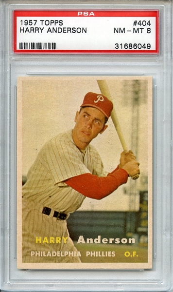 1957 TOPPS 404 HARRY ANDERSON PSA NM-MT 8