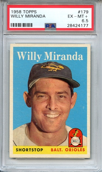 1958 TOPPS 179 WILLY MIRANDA PSA EX-MT+ 6.5