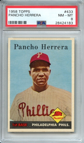 1958 TOPPS 433 PANCHO HERRERA PSA NM-MT 8