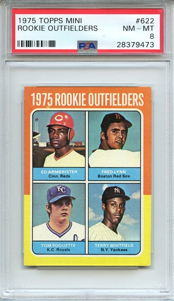 1975 TOPPS MINI 622 ROOKIE OUTFIELDERS PSA NM-MT 8