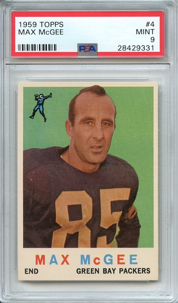 1959 TOPPS 4 MAX McGEE PSA MINT 9