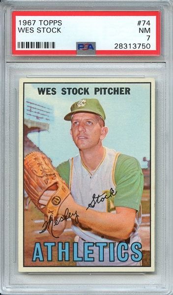 1967 TOPPS 74 WES STOCK PSA NM 7