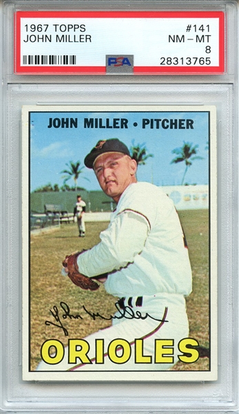 1967 TOPPS 141 JOHN MILLER PSA NM-MT 8