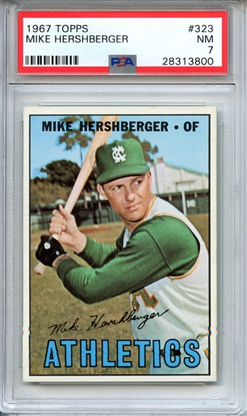 1967 TOPPS 323 MIKE HERSHBERGER PSA NM 7