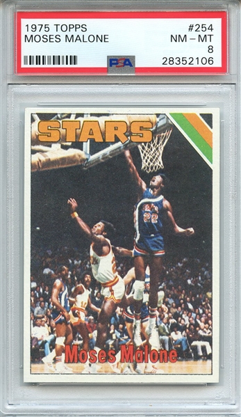 1975 TOPPS 254 MOSES MALONE RC PSA NM-MT 8