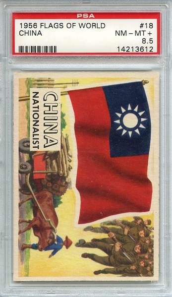 1956 FLAGS OF WORLD 18 CHINA PSA NM-MT+ 8.5