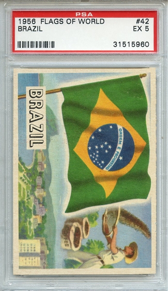 1956 FLAGS OF WORLD 42 BRAZIL PSA EX 5