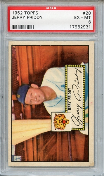 1952 TOPPS 28 JERRY PRIDDY PSA EX-MT 6