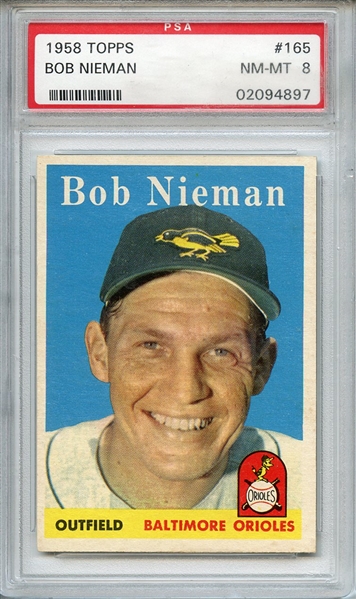 1958 TOPPS 165 BOB NIEMAN PSA NM-MT 8