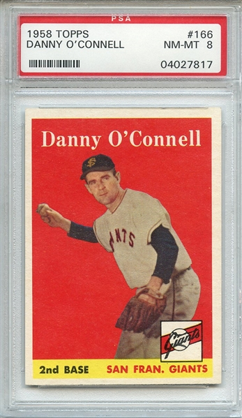 1958 TOPPS 166 DANNY O'CONNELL PSA NM-MT 8