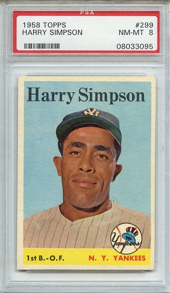 1958 TOPPS 299 HARRY SIMPSON PSA NM-MT 8