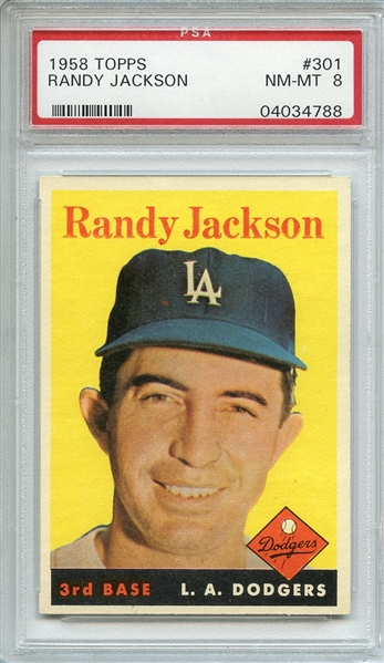 1958 TOPPS 301 RANDY JACKSON PSA NM-MT 8
