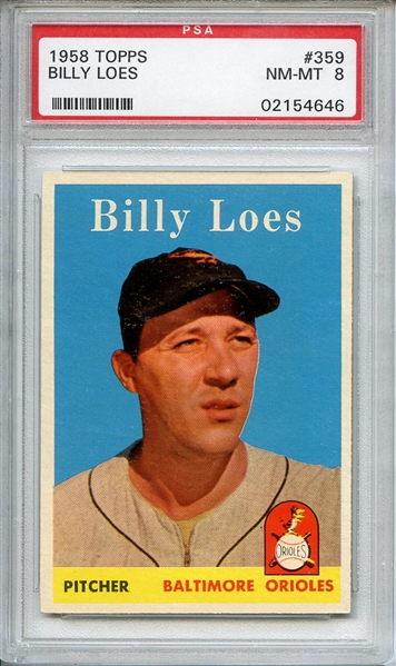 1958 TOPPS 359 BILLY LOES PSA NM-MT 8