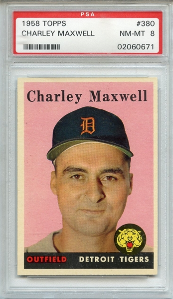 1958 TOPPS 380 CHARLEY MAXWELL PSA NM-MT 8