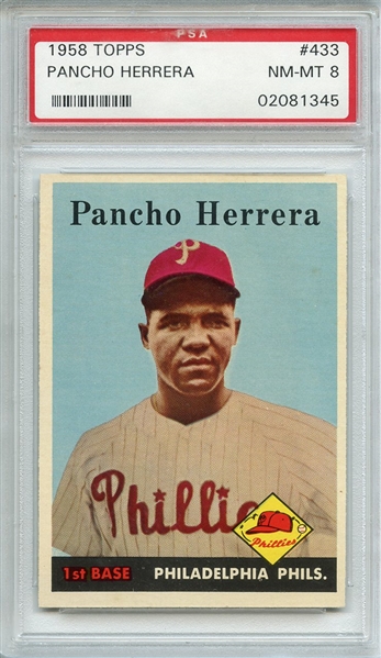 1958 TOPPS 433 PANCHO HERRERA PSA NM-MT 8