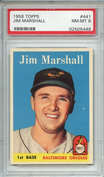 1958 TOPPS 441 JIM MARSHALL PSA NM-MT 8