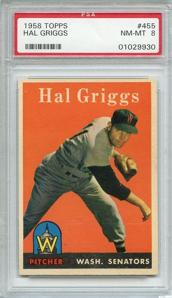 1958 TOPPS 455 HAL GRIGGS PSA NM-MT 8