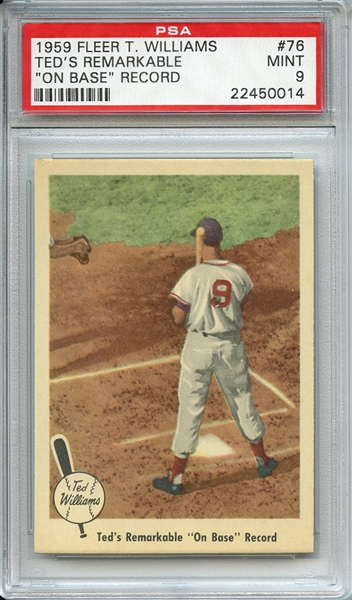 1959 FLEER TED WILLIAMS 76 TED'S REMARKABLE ON BASE RECORD PSA MINT 9