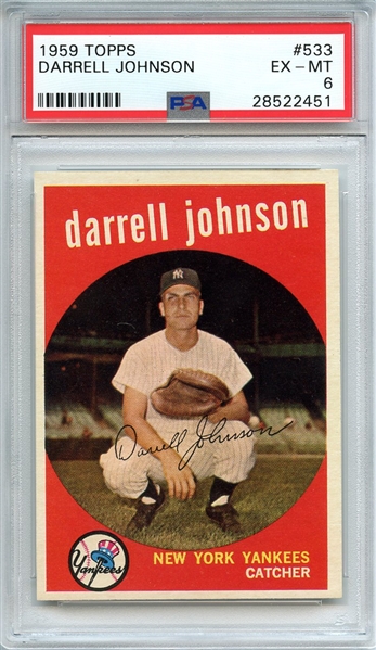 1959 TOPPS 533 DARRELL JOHNSON PSA EX-MT 6