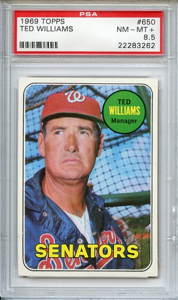 1969 TOPPS 650 TED WILLIAMS PSA NM-MT+ 8.5