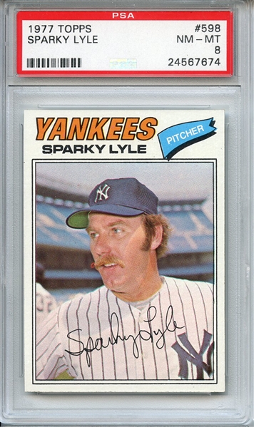 1977 TOPPS 598 SPARKY LYLE PSA NM-MT 8