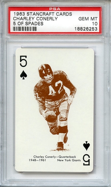 1963 STANCRAFT PLAYING CARDS CHARLEY CONERLY 5 OF SPADES PSA GEM MT 10