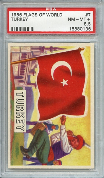 1956 FLAGS OF WORLD 7 TURKEY PSA NM-MT+ 8.5