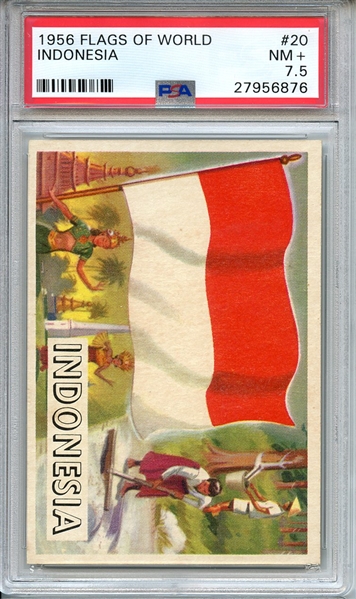 1956 FLAGS OF WORLD 20 INDONESIA PSA NM+ 7.5