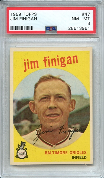1959 TOPPS 47 JIM FINIGAN PSA NM-MT 8