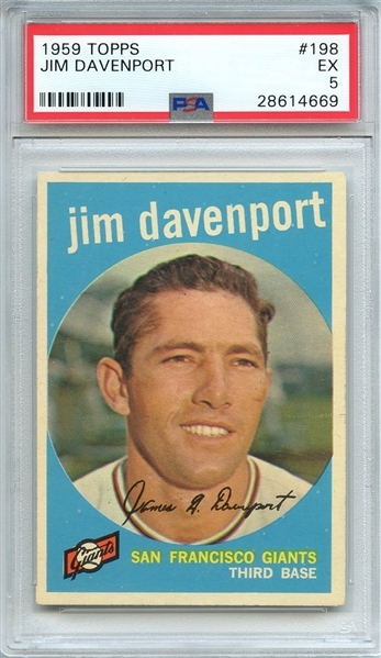 1959 TOPPS 198 JIM DAVENPORT PSA EX 5