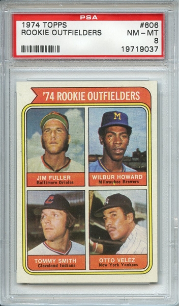 1974 TOPPS 606 ROOKIE OUTFIELDERS PSA NM-MT 8