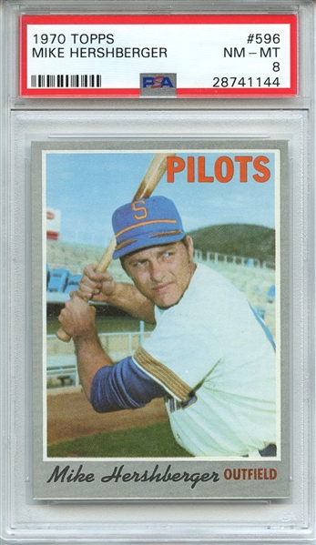 1970 TOPPS 596 MIKE HERSHBERGER PSA NM-MT 8