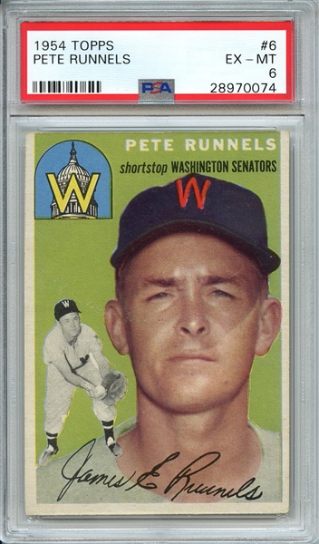1954 TOPPS 6 PETE RUNNELS PSA EX-MT 6