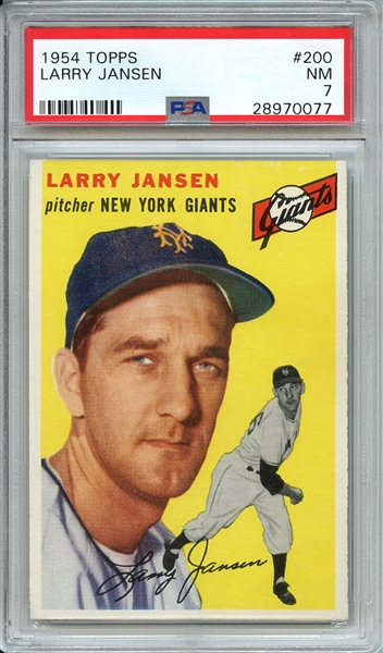 1954 TOPPS 200 LARRY JANSEN PSA NM 7