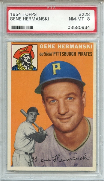 1954 TOPPS 228 GENE HERMANSKI PSA NM-MT 8