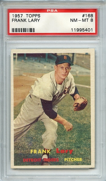 1957 TOPPS 168 FRANK LARY PSA NM-MT 8