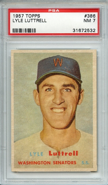 1957 TOPPS 386 LYLE LUTTRELL PSA NM 7