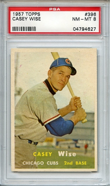 1957 TOPPS 396 CASEY WISE PSA NM-MT 8