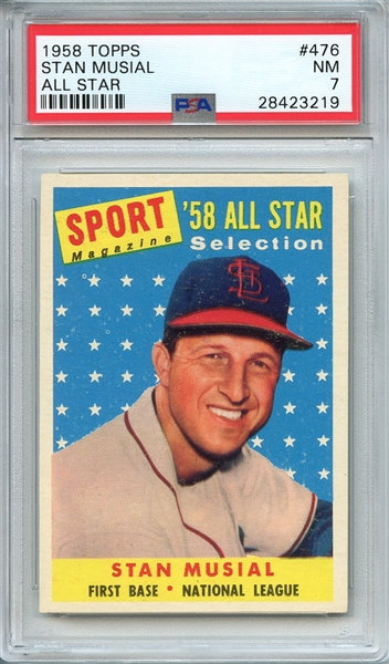 1958 TOPPS 476 STAN MUSIAL ALL STAR PSA NM 7