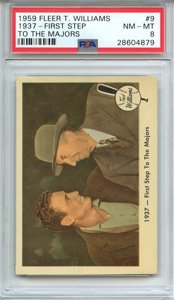 1959 FLEER TED WILLIAMS 9 1937-FIRST STEP TO THE MAJORS PSA NM-MT 8