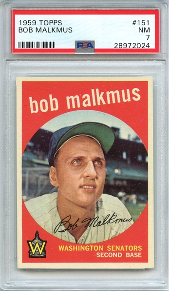 1959 TOPPS 151 BOB MALKMUS PSA NM 7