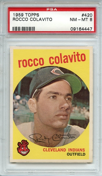 1959 TOPPS 420 ROCCO COLAVITO PSA NM-MT 8