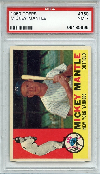 1960 TOPPS 350 MICKEY MANTLE PSA NM 7